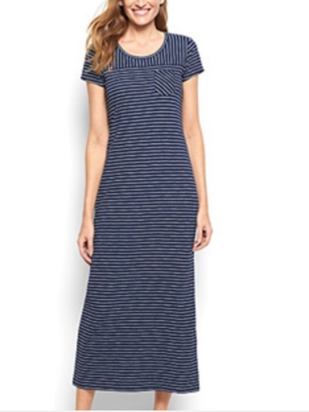 Orvis Maxi Dress T-Shirt Cotton Blue Stripe Women's Medium